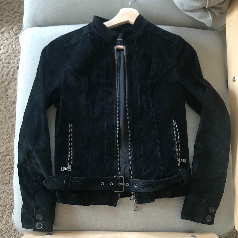 Express Suede Black Moto Jacket